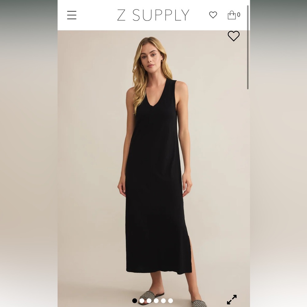 NWT Z Supply COASTLINE COTTON JERSEY MIDI DRESS Black XS